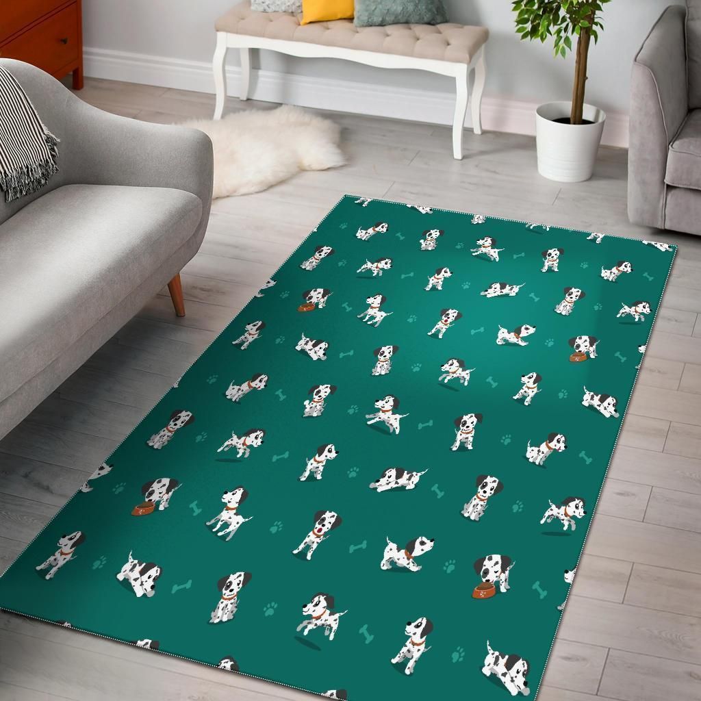 Dog Dalmatian Puppy Pattern Print Area Rug, Modern Rugs