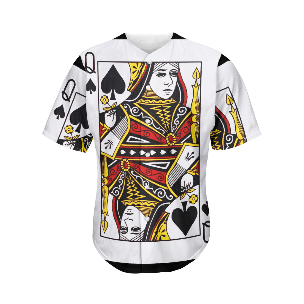 Queen Of Spades Playing Card Print Men’S Baseball Jersey 3D Print