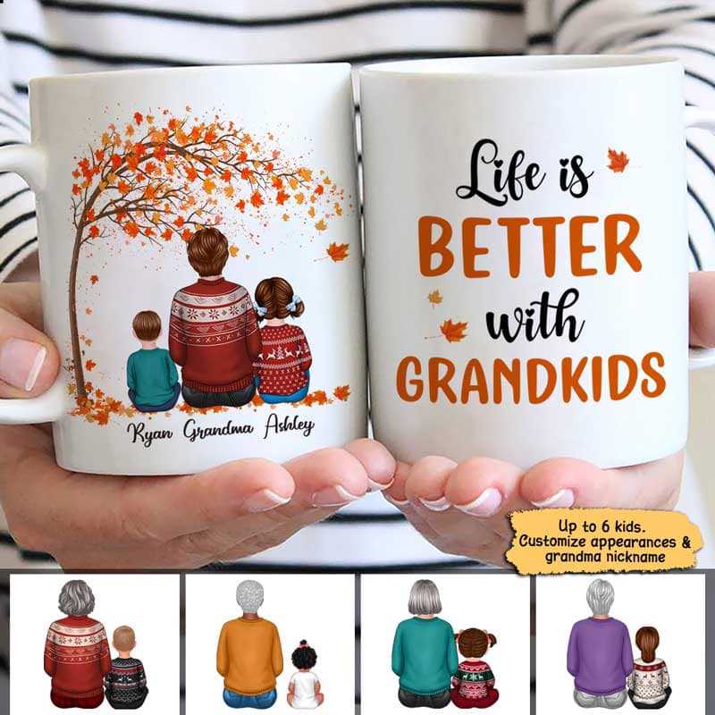 Grandma Life Better With Grandkids Gift Personalized Mug