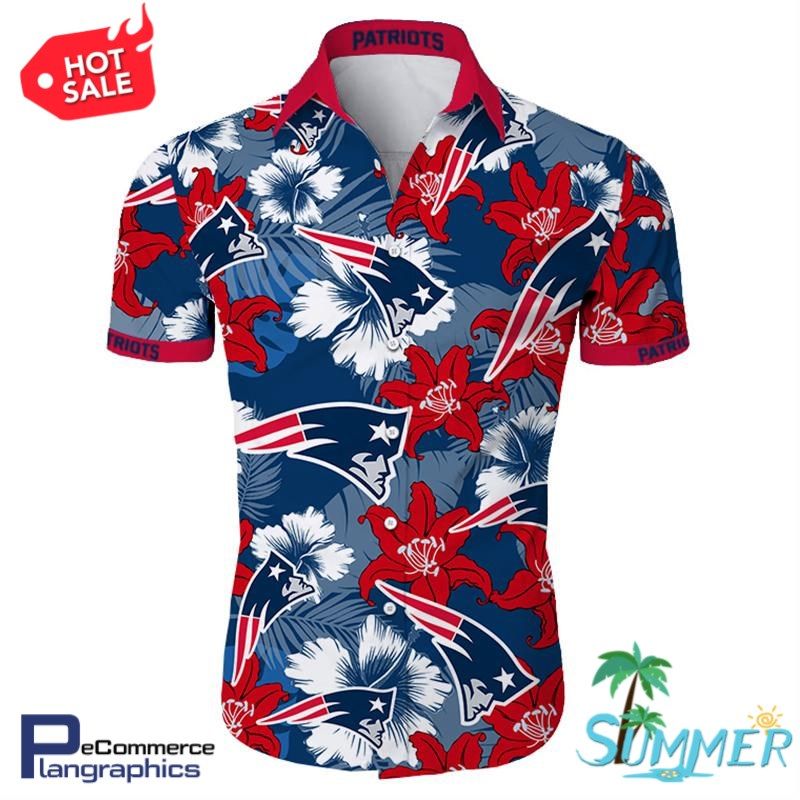 New England Patriots Tropical Flower All Over Print Hawaiian Aloha Shirt Hawaiian Shorts Beach Short Shirt