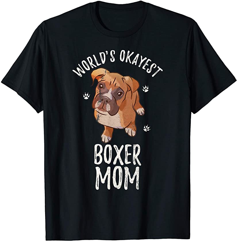 Vintage World’s Okayest Boxer Mom Funny Puppy Mama Pet Lover T-Shirt