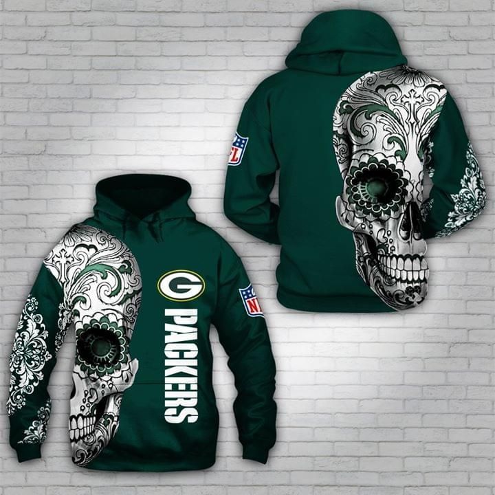 Green Bay Packers Nlf Fan Sugar Skull 3D T Shirt Hoodie Sweater