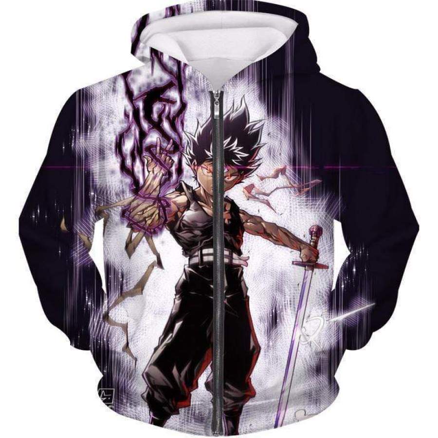 Yu Yu Hakusho Hiei Dragon of The Darkness Flame Zip Up Hoodie – Yu Yu Hakusho 3D Zip Up Hoodies And Clothing Hoodie