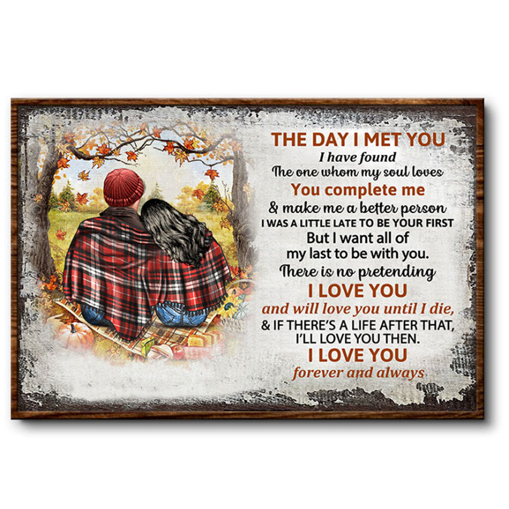 Autumn Flannel Couple Loves Horizontal Poster & Canvas For Lover Home Decor Wall Art Visual Art