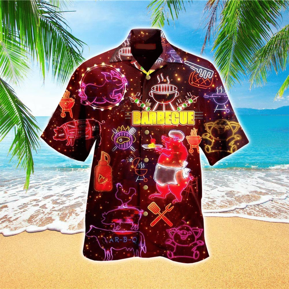 Barbecue Pig Lights Red Hawaii Shirt Aloha Ha35468