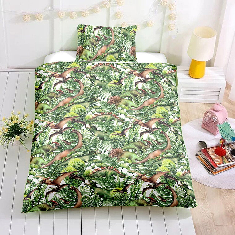 3D Dinosaur Tropical Plant Kids Duvet Cover Bedding Set Quilt Cover Pillowcases Personalized  Bedding Queen  King  Full  Double 3 Pcs