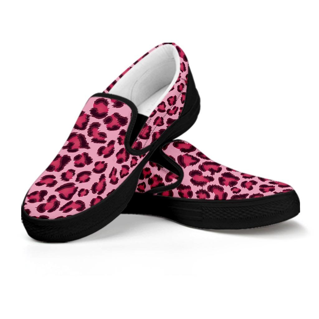 Pink Leopard Print Men’S Slip On Sneakers