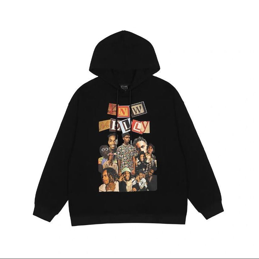 American retro oversize hip-hop character print hooded sweater female loose street ins tide long-sleeved top hoodies alx