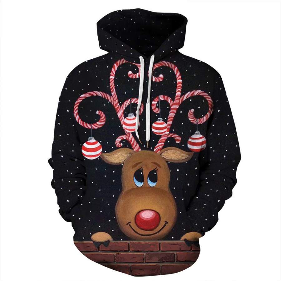 Candy horn Cartoon reindeer Hoodie