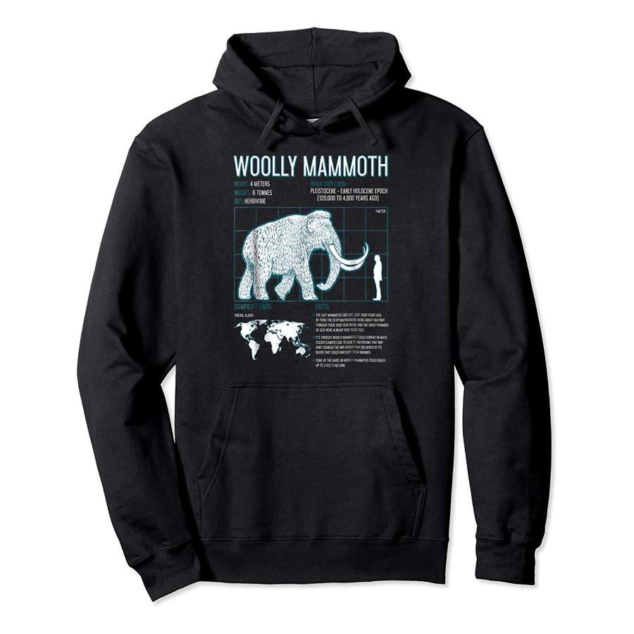 Woolly Mammoth Shirt Facts Extinct Animals Vintage Gifts Hoodie