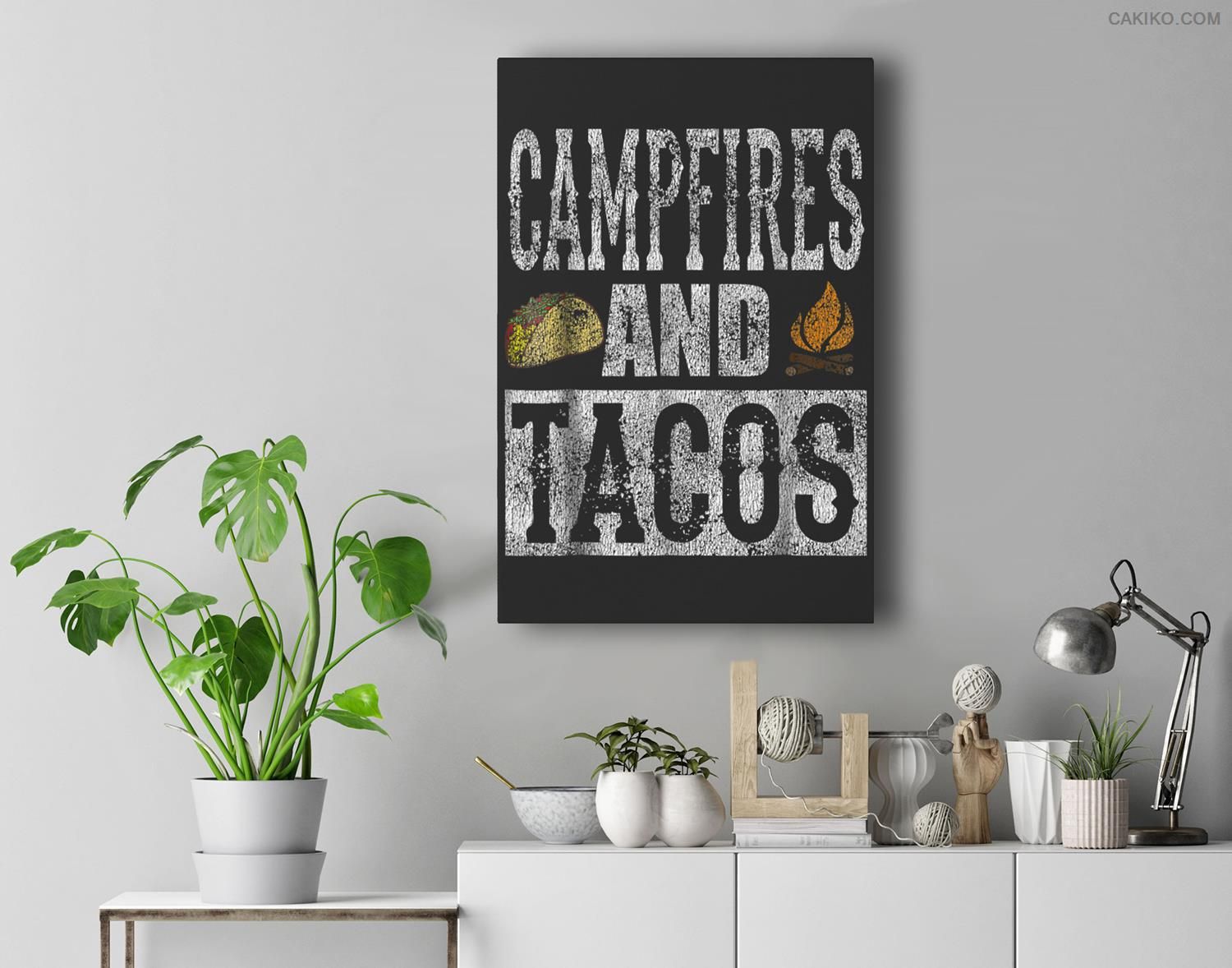 Campfires And Tacos Funny Taco Camping Distressed Premium  Canvas