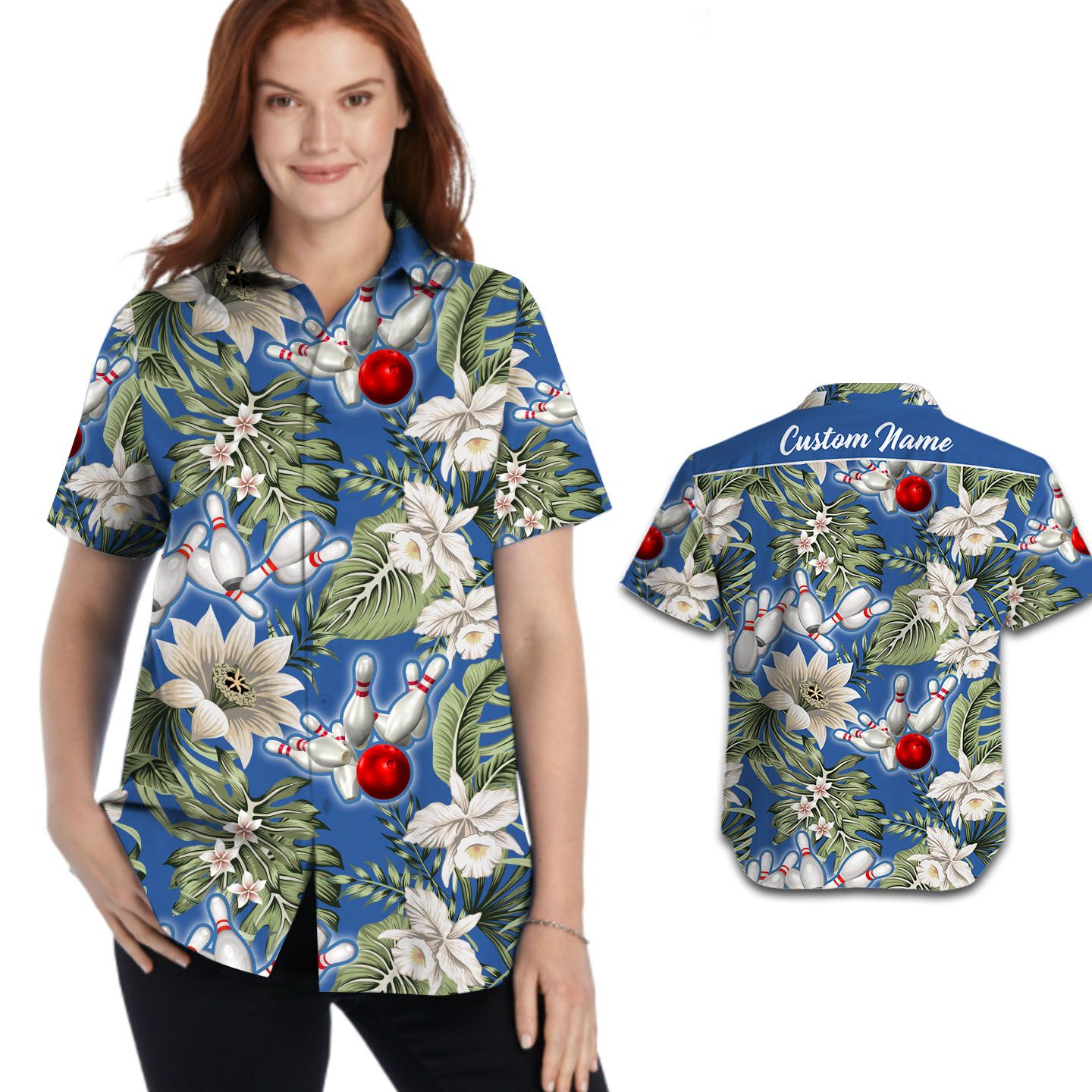 Custom Name Bowling Trpical Women Hawaii Shirt For Sport Lovers In Summer Ha33215