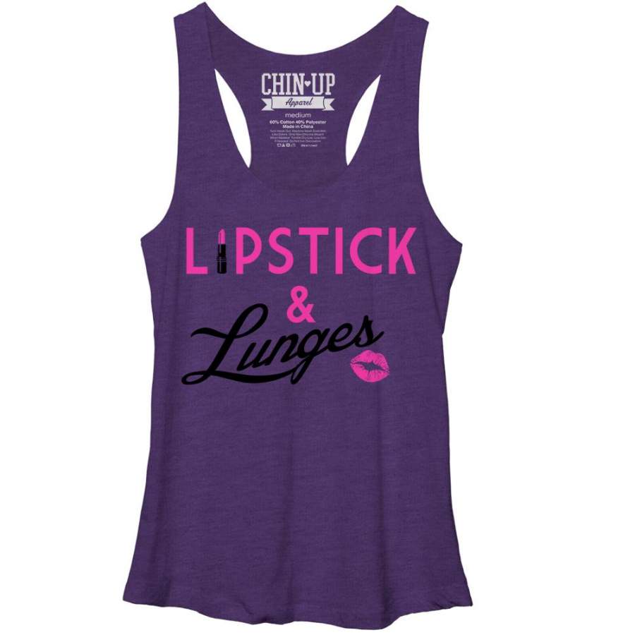 CHIN UP Women’s Kisses and Lunges  Racerback Tank Purple Heather