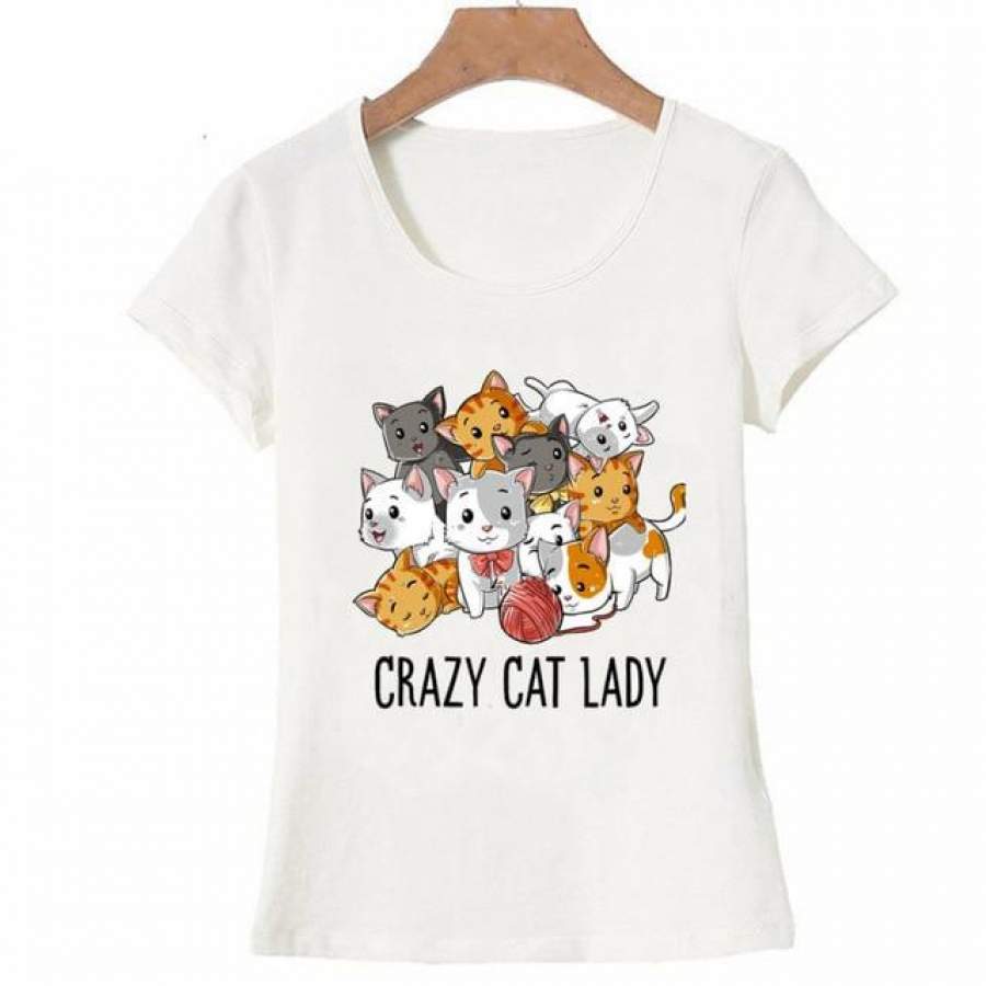 Catluvers Crazy Cat Lady, T Shirt. Funny Cats and Kitten Gift for Cat Lovers