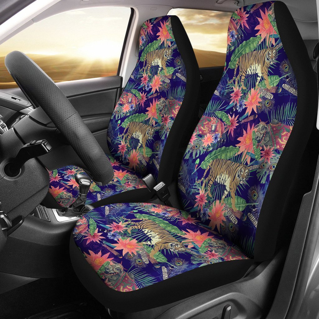 Bohemian Tiger Pattern Print Seat Cover Car Seat Covers Set 2 Pc, Car Accessories Car Mats