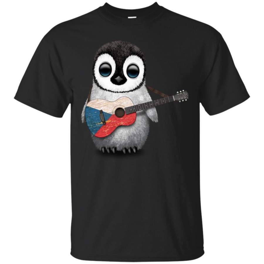 CZECH REPUBLIC – Baby Penguin Playing Czech Flag Guitar T Shirt & Hoodie