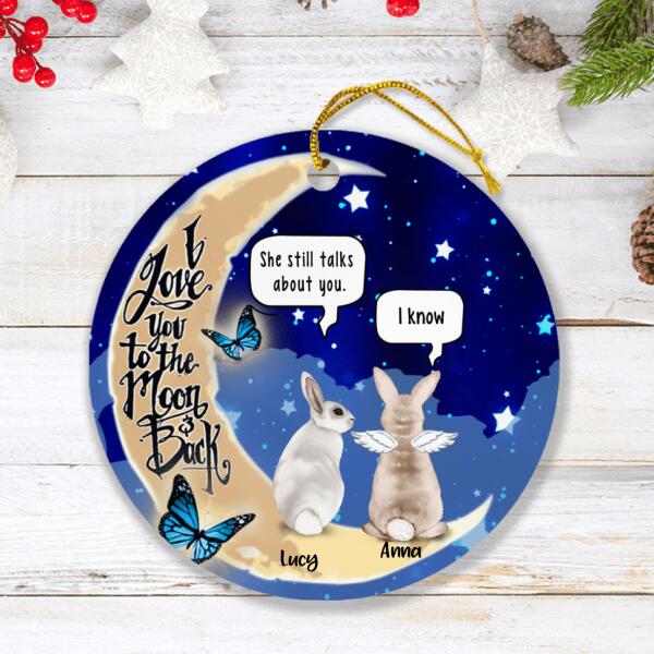 Custom Personalized Rabbit Moon Memorial Ornament – Upto 5 Rabbits – Memorial Gift Idea – I Love You To The Moon & Back