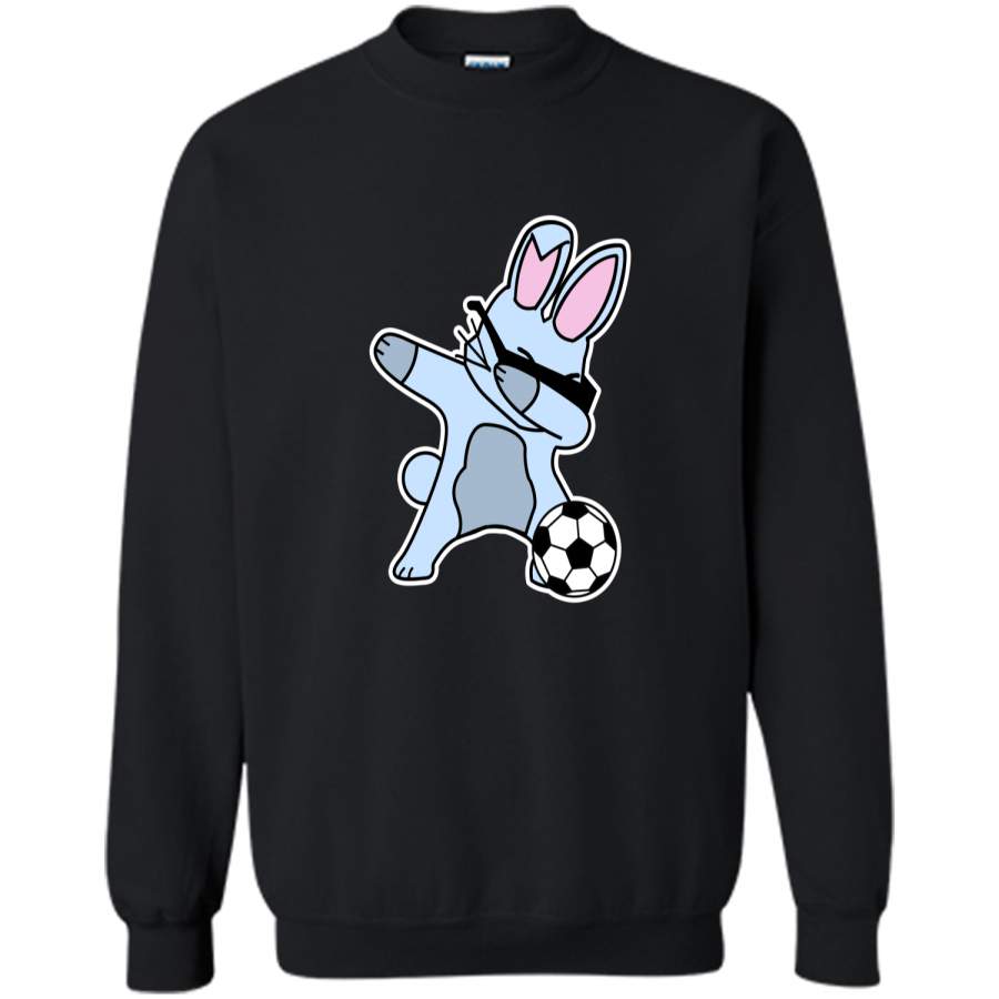 Dabbing Easter Bunny Soccer Ball T-Shirt Printed Crewneck Pullover Sweatshirt 8 oz