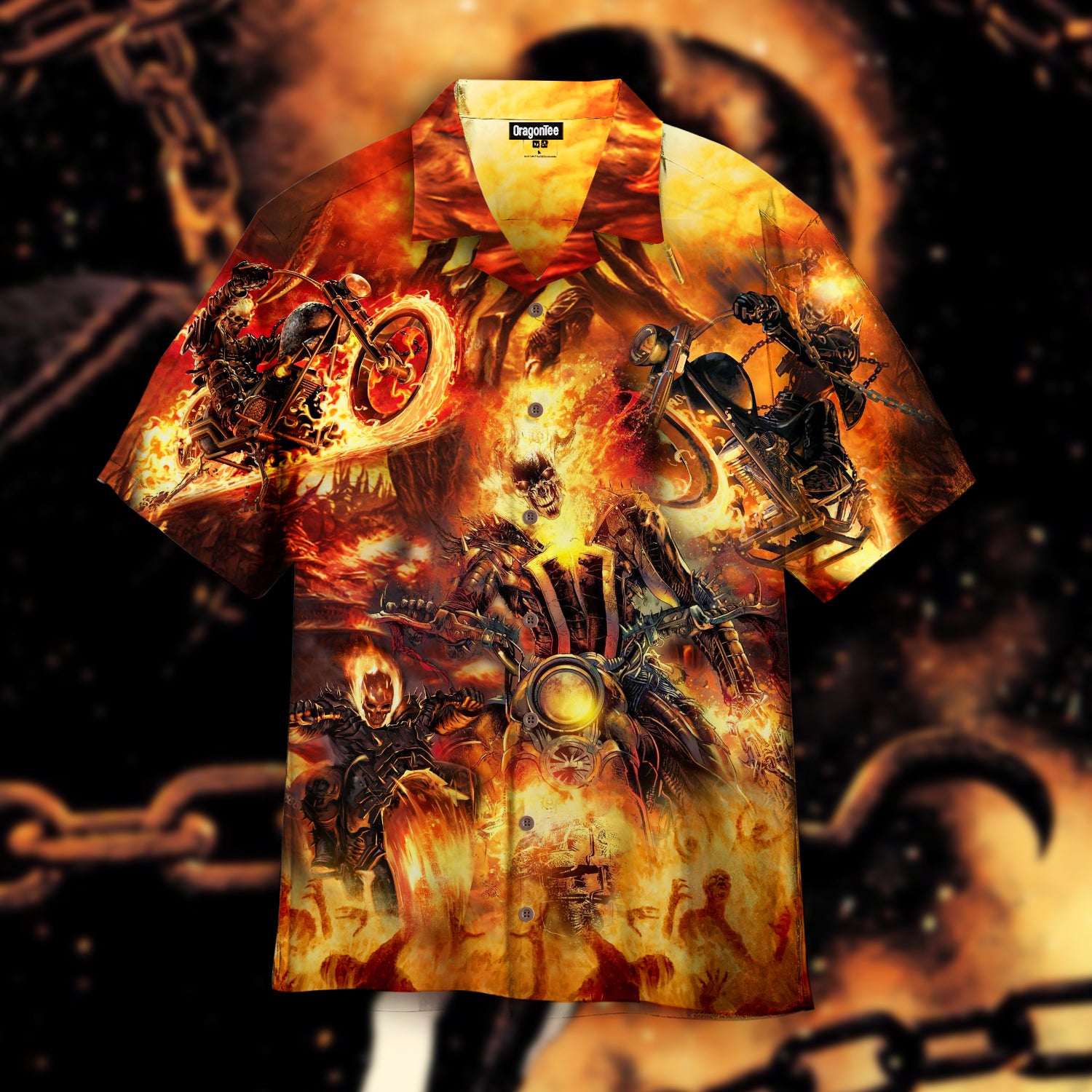 Oragontee Ghost Rider Fire Halloween Hawaii Shirt For Men Women Adult Ha53664