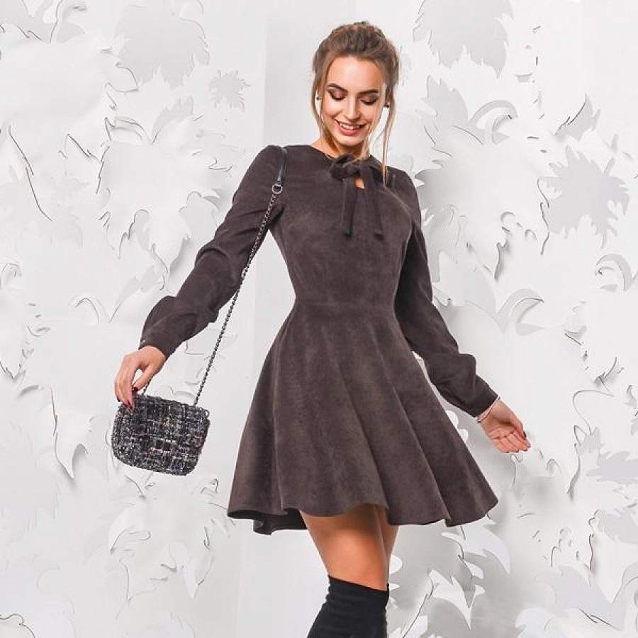 Velvet Dress 2018 Autumn Women’s New Vintage Casual Bow Long Sleeves Slim Dresses Bow Vestidos Plus Size