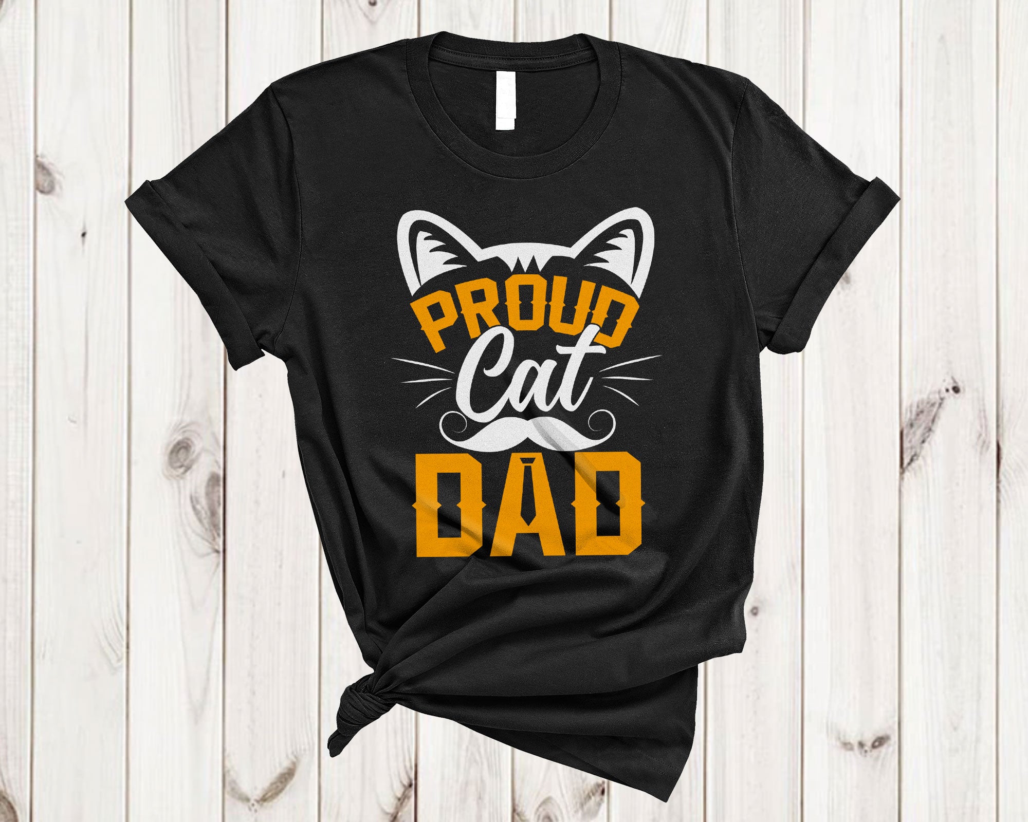 Cat Lover Family Shirt Proud Cat Dad Cute Cat Kitten Mustache Dad Grandpa Family Lover Gifts T-Shirt