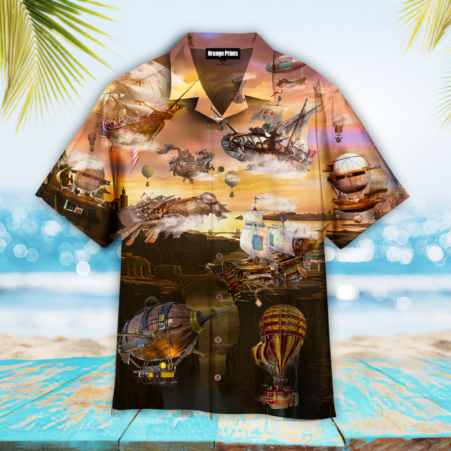 Steampunk Airship Sky Aloha Hawaii Shirts For Men And Women Ha54055