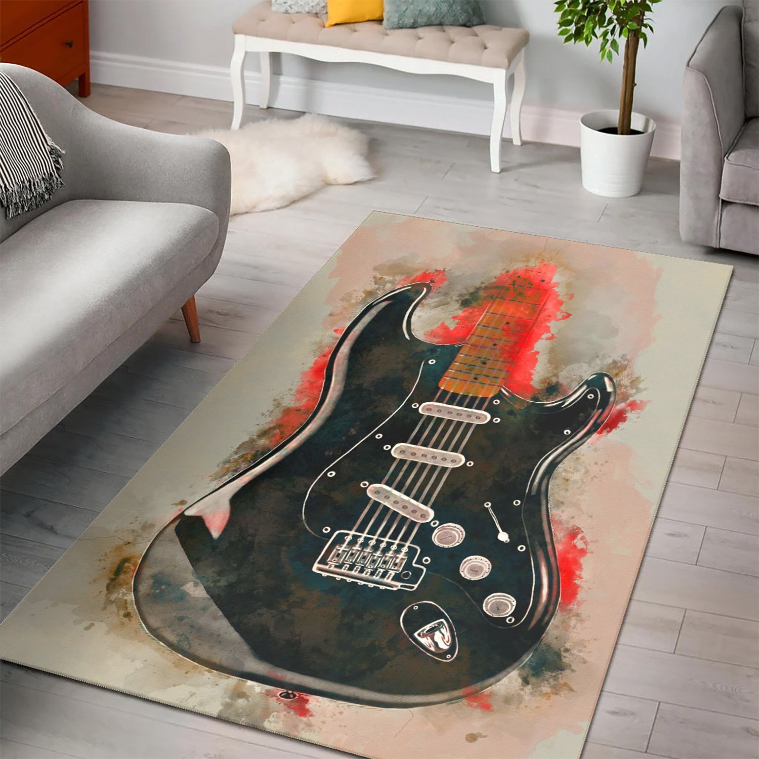 David Gilmour Guitar  Printing Instrument Rug,  Living room and bedroom Rug,  Halloween Gift