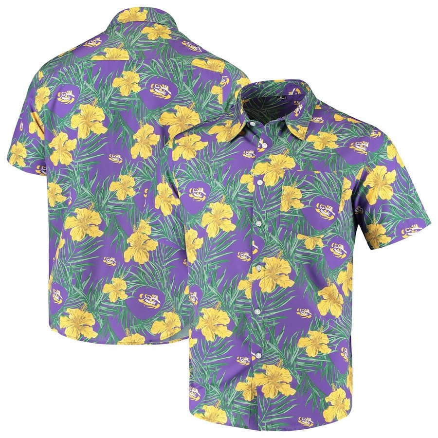 Lsu Tigers Purple Floral Hawaii Shirt Ha86603