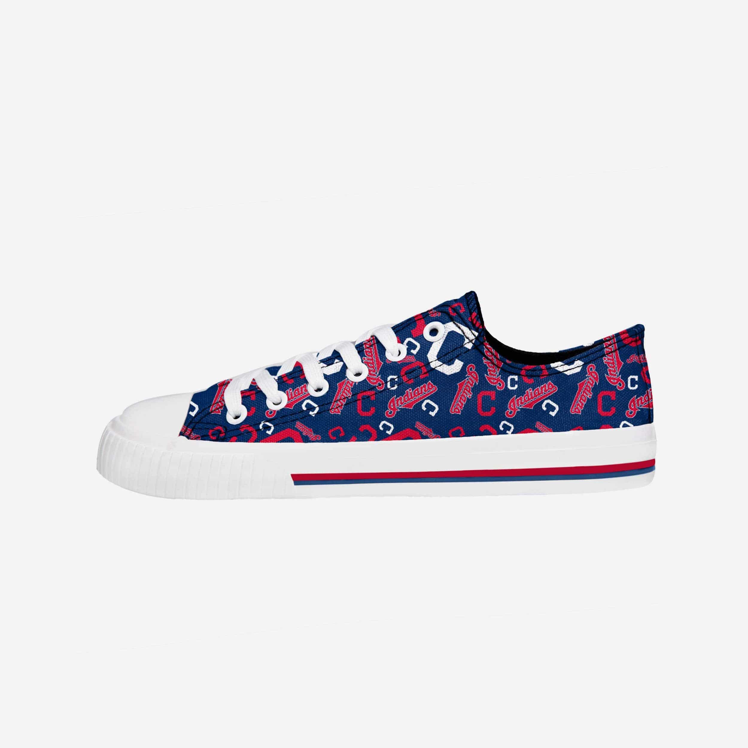 Cleveland Indians Womens Low Top Repeat Print Canvas Shoe