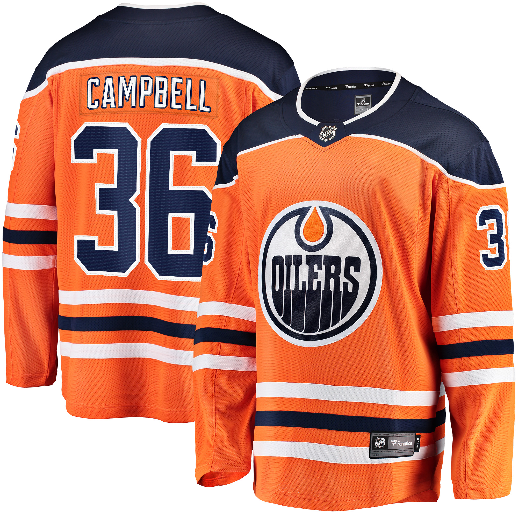 Men's Edmonton Oilers Jack Campbell Orange Home Breakaway Player Jersey