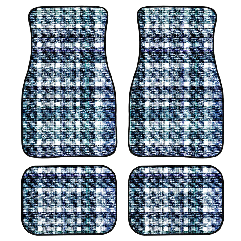 Plaid Denim Jeans Pattern Print Front And Back Car Floor Mats, Front Car Mat