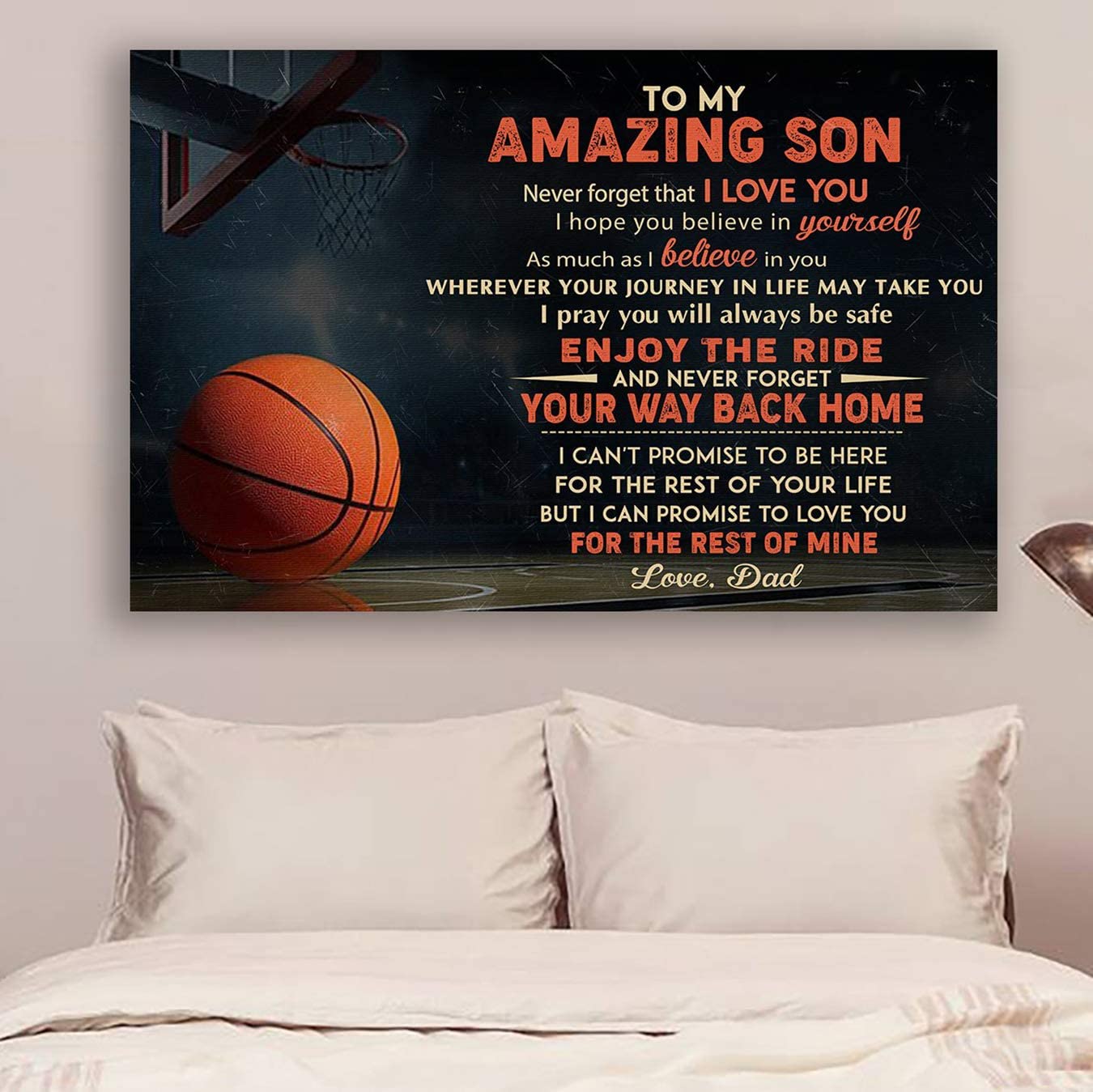 Poster for Room Aesthetic -Command Strips Wall Decor – Ly73 Customizable Basketball Poster – Dad to Son – Your Way Back Home