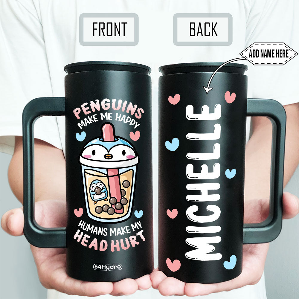 Penguin Lover Penguins Make Me Happy Dnay2804009Y 12Oz Stainless Steel Insulated Tumbler