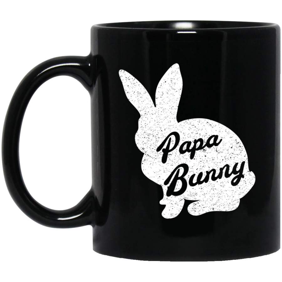 Mens Funny & Cute Easter Tshirt Papa Bunny Easter Rabbit Mug 11 oz 15 oz Black Mug