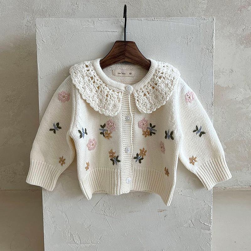 Criscky Children’s Baby Cardigan Sweater Girls Long Sleeve Coat Autumn Baby Flower Knitted Top Princess Sweater baby clothing alx