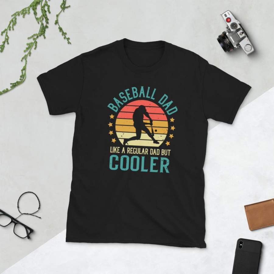 Baseball Dad Like A Normal Dad But Cooler T-Shirt Men Vintage Baseball Graphic Player Coach Fan Shirt Father’s Day Gift S-3XL Unisex Tee