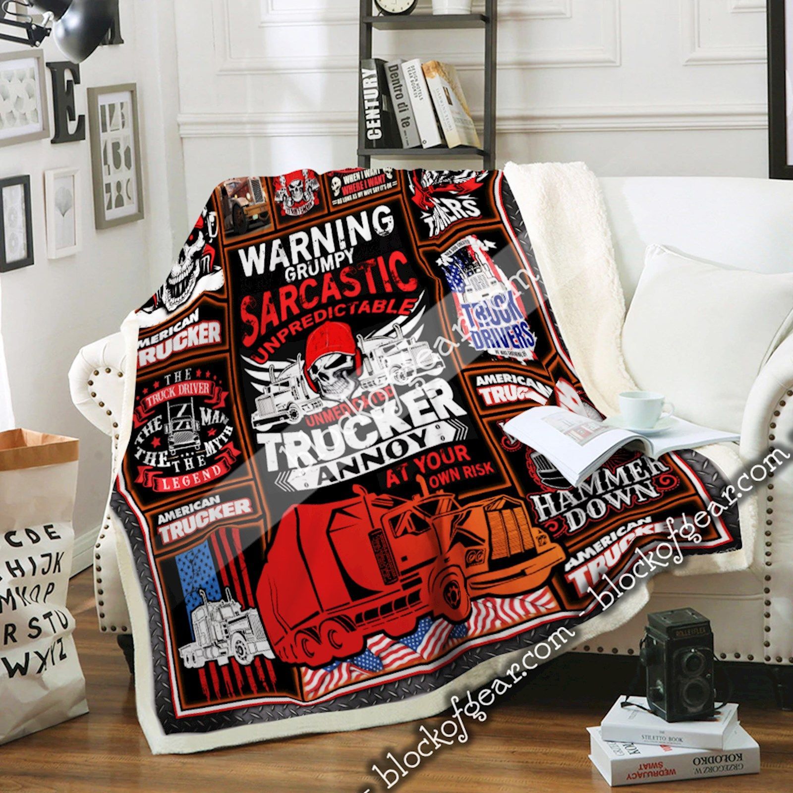 American Trucker Sofa Throw Blanket