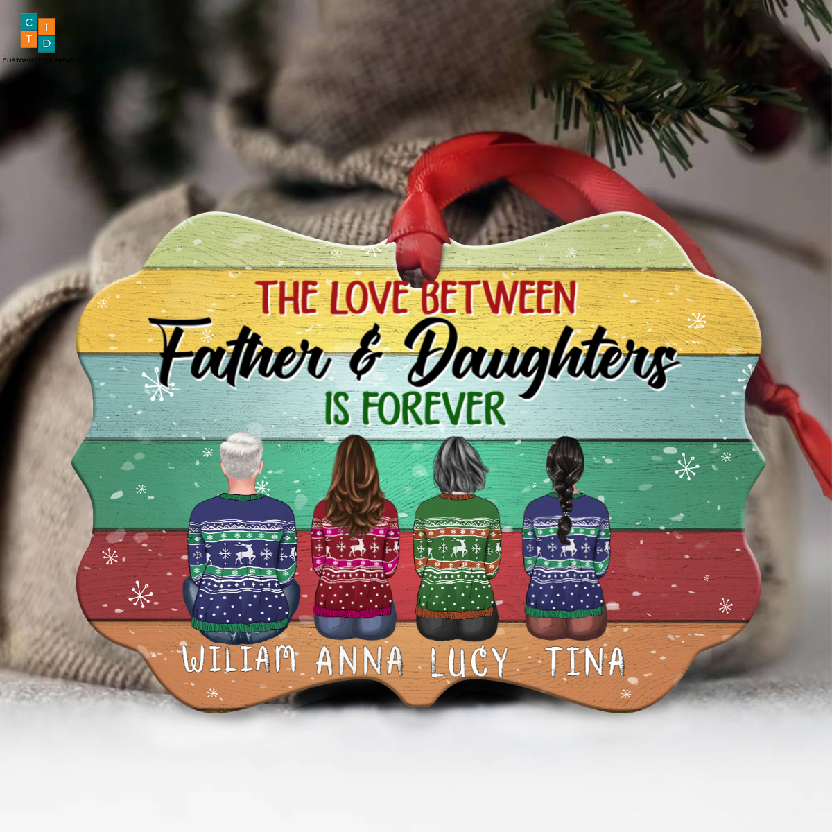 Christmas Ornaments For Daughters Personalized The Love Between Father And Daughter Is Forever Wood Ornament, Custom Father, Daughter Wood Ornament