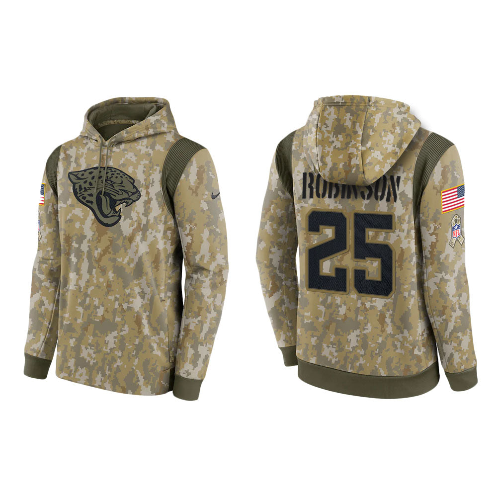 James Robinson Jacksonville Jaguars Camo 2021 Salute To Service Veterans Day Therma Pullover Hoodie