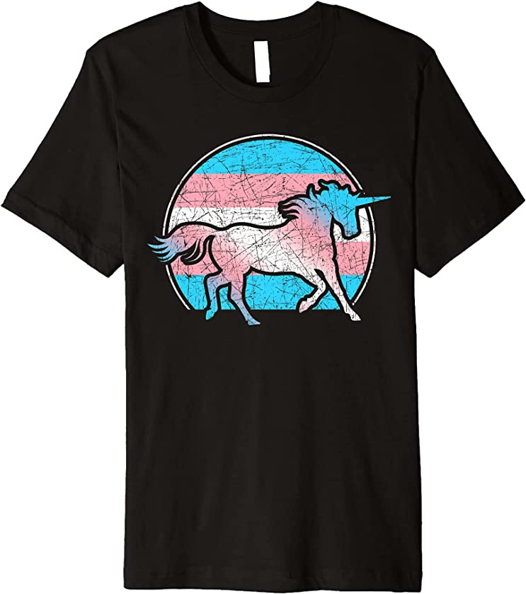 Trans Pride Flag Gift Magical Animal Unicorn Transgender Premium T-Shirt