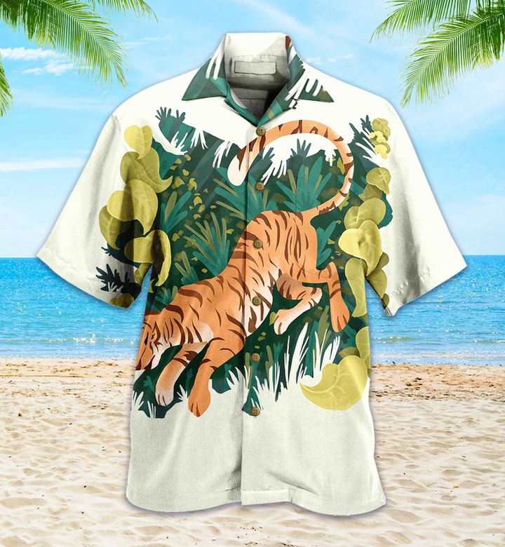 A Big Tiger Green Hawaiian Shirt 3D