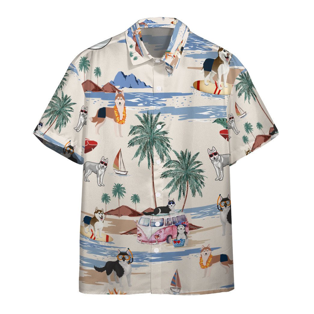 Gearhumans Husky Summer Beach Retro Custom Hawaii Shirt Ha80261