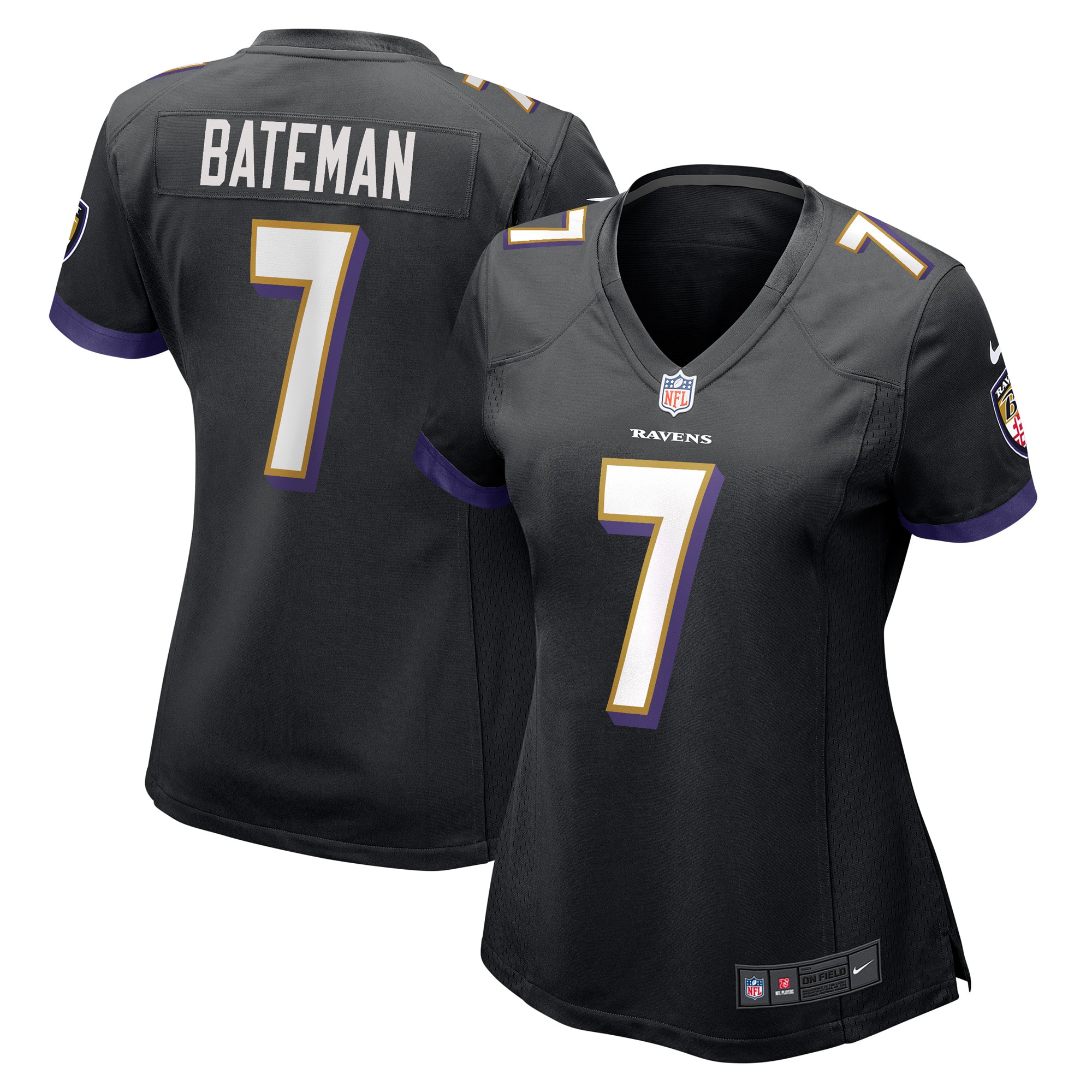 Rashod Bateman Baltimore Ravens Women's Game Player Jersey – Black