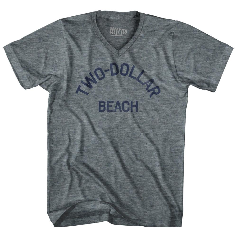 American Samoa Two-dollar Beach Adult Tri-Blend V-neck Womens Junior Cut Vintage T-shirt