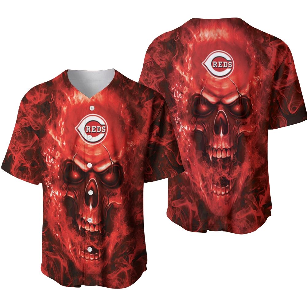 Cincinnati Reds MLB Fan Skull Baseball Jersey