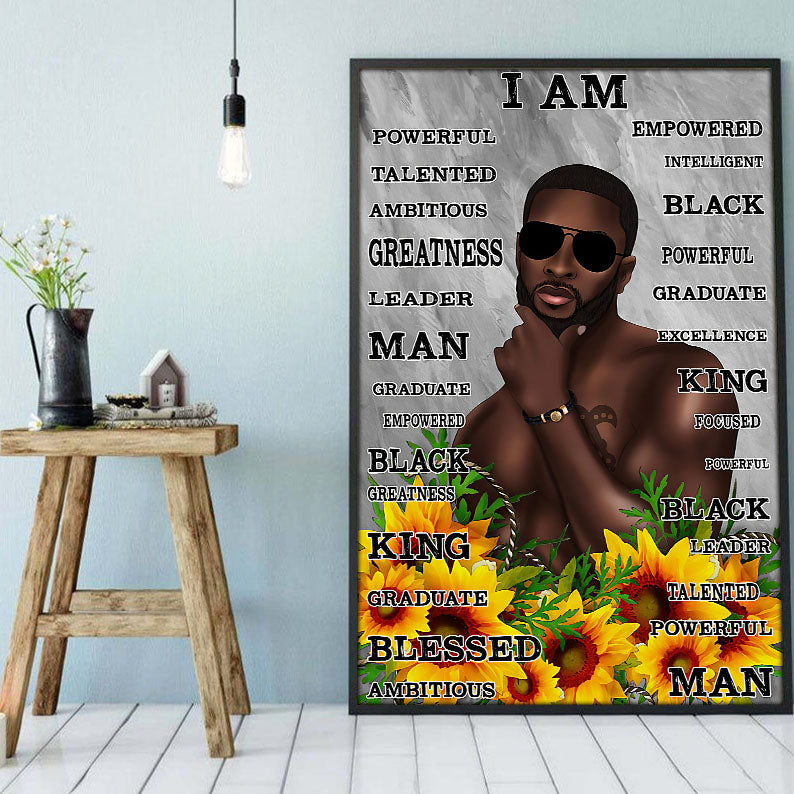 Black African American Canvas Art Graphic Black Power Poster Prints Empowered Women Black Man Attractive Wall Decals