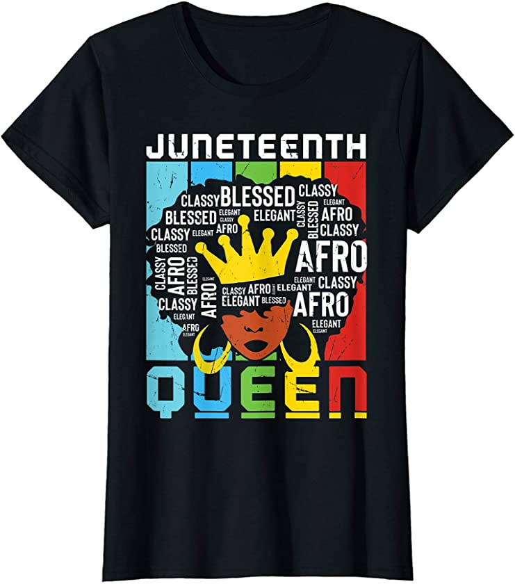 Womens Juneteenth Queen Melanin Afro Woman Tee For Girls Women T-Shirt