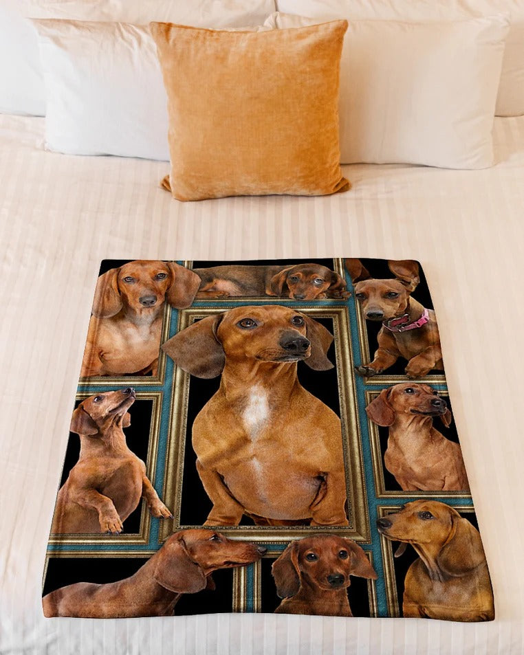 Coolspod – Dog Blanket Dachshund Picture Fleece Blanket Sherpa Blanket For Dog Lover Animal Blanket