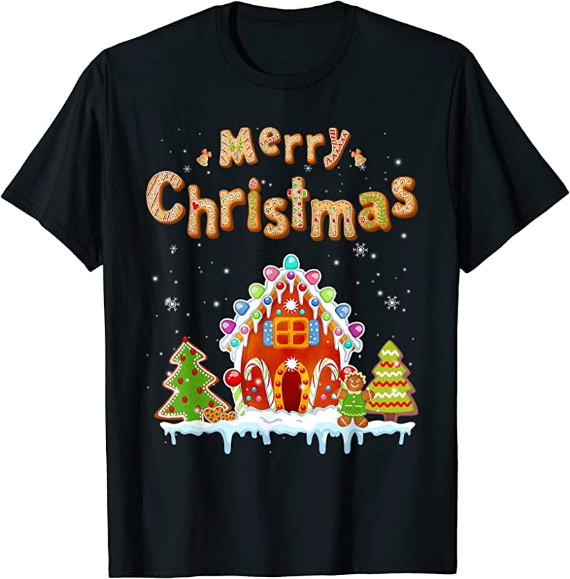 Merry Christmas Gingerbread House Baking Candy Cane Gifts T-Shirt