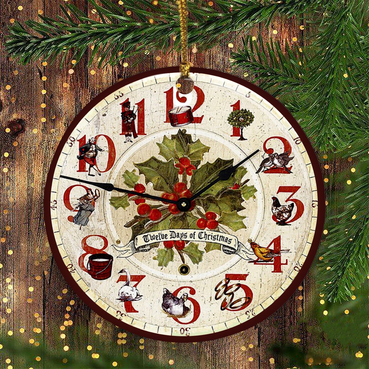 12 Days Of Christmas Ornament Vintage Old Retro Rustic Tree Ornament Hanging Decoration